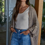 Quarter Sleeve Open Front Cardigan