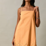 LACE TRIM SPAGHETTI SHIFT MINI DRESS
