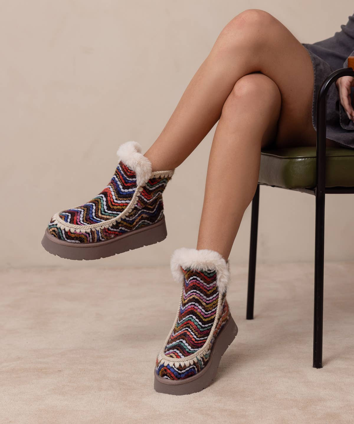 The Joyce | Multi Shearling Trim Platform Boot
