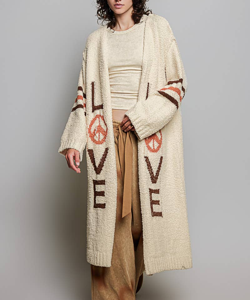 love & peace cardigan