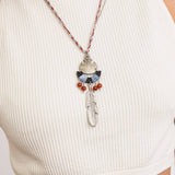Vintage Tribal Thread & Silver Feather Necklace 🪶