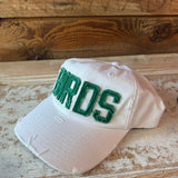 White Embroidered Birds Cap