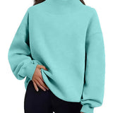 Oversized Mock Neck Top Sweatshirt