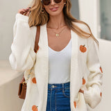 Pumpkin Patterned Knit Cardigan