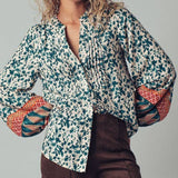 Floral Mix Print Pintuck Blouse