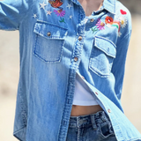 Rainbow Embroidered Denim Shirt