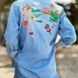 Rainbow Embroidered Denim Shirt