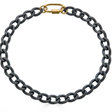 Chunky Matte Gunmetal Necklace with Gold Carabiner