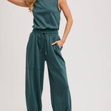 Drawstring Waist Sleeveless Jumpsuit