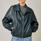 61652 Oversized Faux Leather Jacket