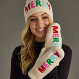 Beige "Merry" Knit Mittens