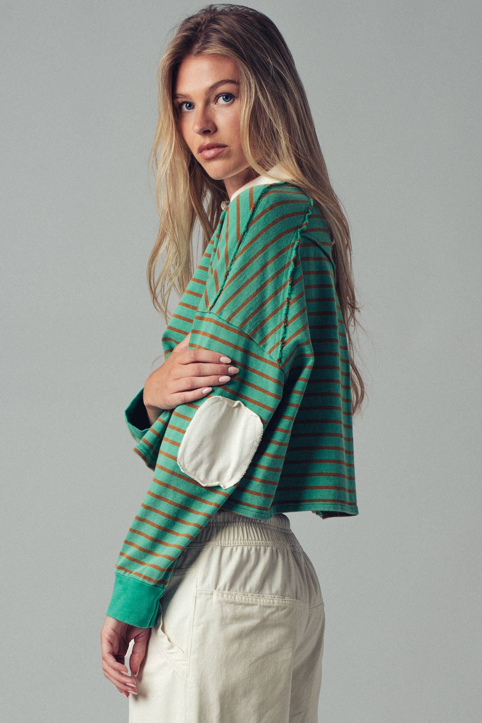 Playful Cropped Stripe Cotton Top