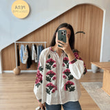 Rose Patterned Bohemian Blouse