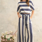 Thick Striped Wide Leg Trousers