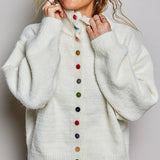Chic Collar Button Knit Cardigan Cozy Oversized Sweater SALE