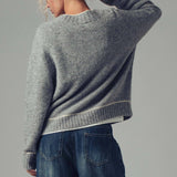 Contrast Trim Boho Knit Button Cardigan