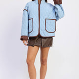 ZIP FRONT COLLARED LONG SLEEVE JACKET