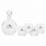 Round Etched Whiskey Decanter Gift Set