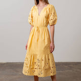 Eyelet Detail Waist Midi Dress