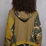 Floral Panel Knit Hoodie