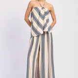 STRIPED WIDE LEG PANTS
