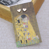 "The Kiss" Fine Art Gold Heart Earrings