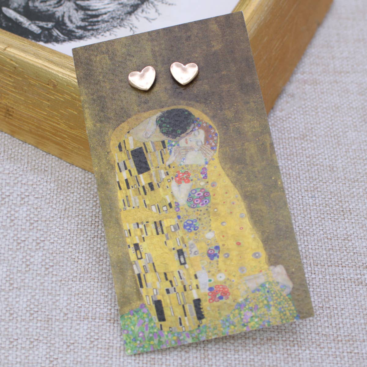 "The Kiss" Fine Art Gold Heart Earrings