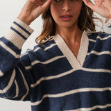 Marina Navy Blue V-Neck Pullover