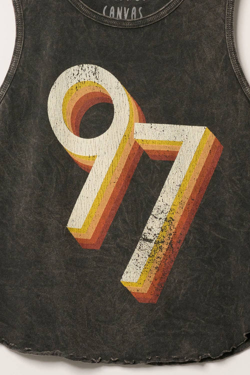 "97" Crew Neck Cropped Graphic Tank Top