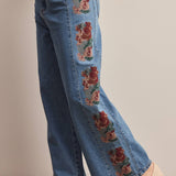 Floral Embroidered Wide Leg Jeans FP0026