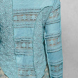 Long Sleeve Round Neck Lace Texture Knit Slim Fit Top