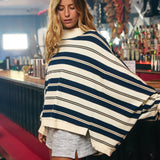 IT2765 Striped Oversized Crewneck Top