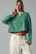 Playful Cropped Stripe Cotton Top