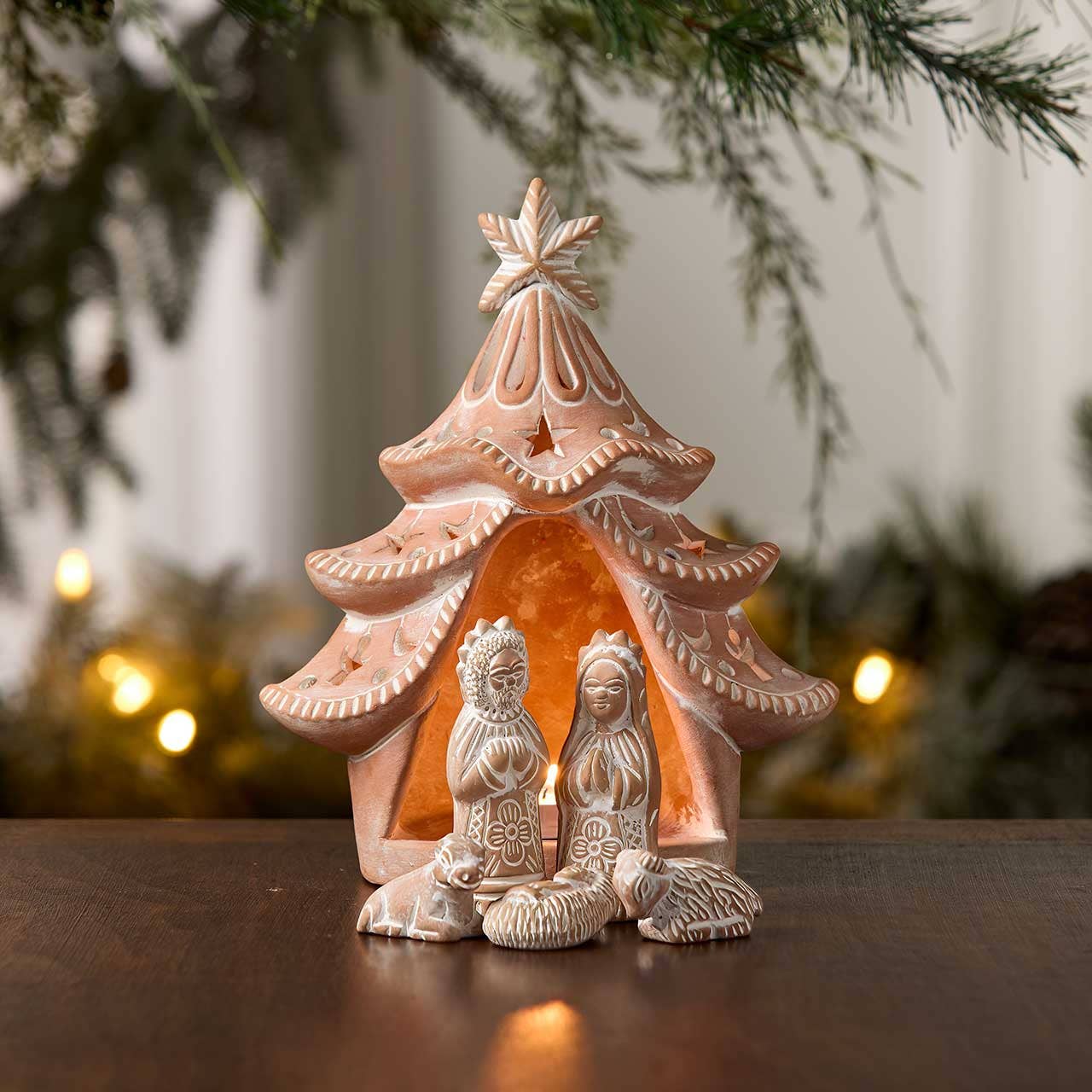 Tree Lantern Terracotta Christmas Nativity