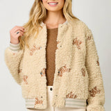 Embroidery Teddy Fur Jacket