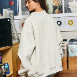 IT2594E-THANKFUL | Applique Embroidery Mock Neck Sweatshirt