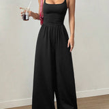Cross Strap Halter Neck Backless Wide-Leg Jumpsuit