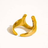18K Gold Non-Tarnish CZ Horseshoe Ring