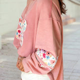 Flower Applique Patchwork Sweatshirt