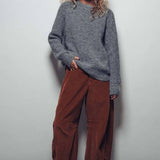 Ribbed Knit Sweater & Hooded Scarf Set