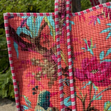 Bird Print Cotton Tote Bag