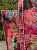 Bird Print Cotton Tote Bag