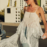 Ruffled Lace Flyaway Maxi Cami Top