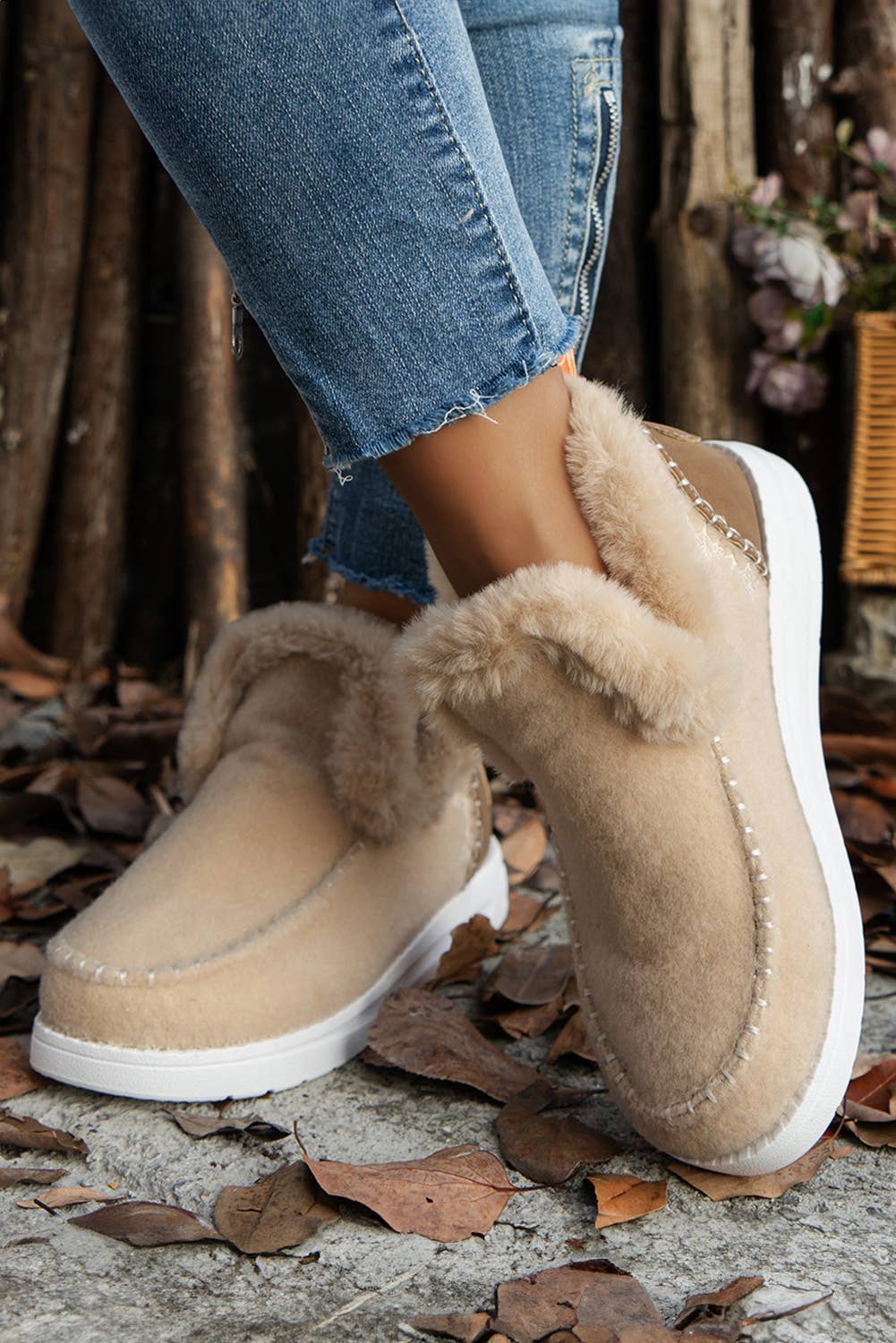 Suede Plush Lined Anklet Boots