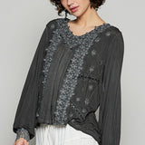 Floral Crochet Lace Detail Blouse