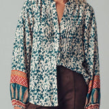 Floral Mix Print Pintuck Blouse