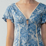 Embroidered Flutter Sleeve Romper