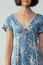 Embroidered Flutter Sleeve Romper