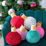 ASST/6 MERRY BAUBLE SMALL PILLOWS, MULTI