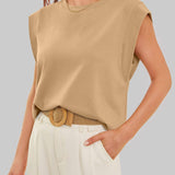 Round neck cami base tank top loose basic vest